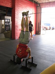 CrossFit Victoria BC - Sean doing a handstand pushup